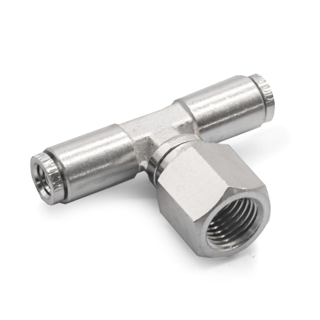 1/4" NPT(F) 1/4" to 1/4" Swivel T-fitting DOT Approved