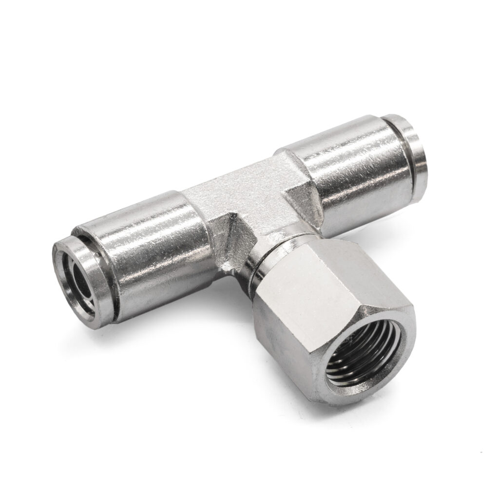 1/4" NPT(F) 3/8" to 3/8" Swivel T-fitting DOT Approved