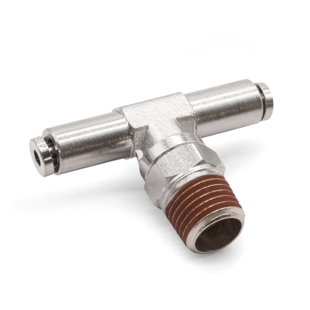 1/4" NPT(M) 1/8" to 1/8" Swivel T-fitting DOT Approved