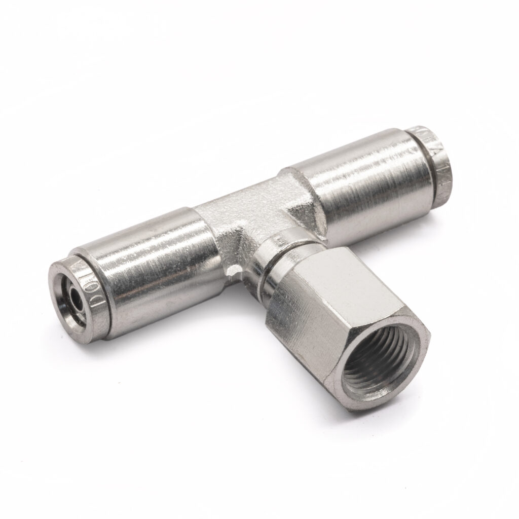 1/8" NPT(F) 1/4" to 1/4" Swivel T-fitting DOT Approved
