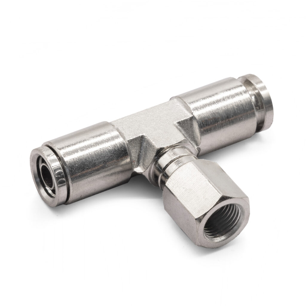 1/8" NPT(F) 3/8" to 3/8" Swivel T-fitting DOT Approved