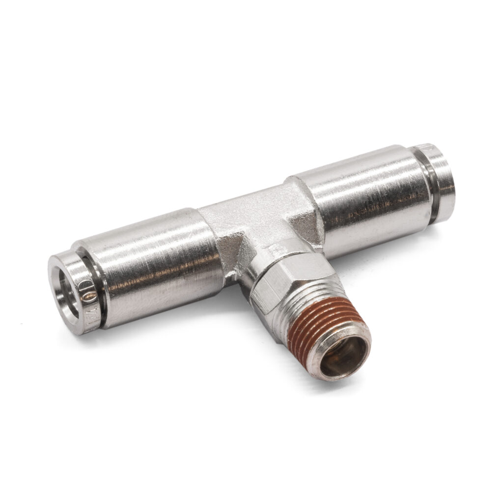 1/8" NPT(M) 1/4" to 1/4" Swivel T-fitting DOT Approved