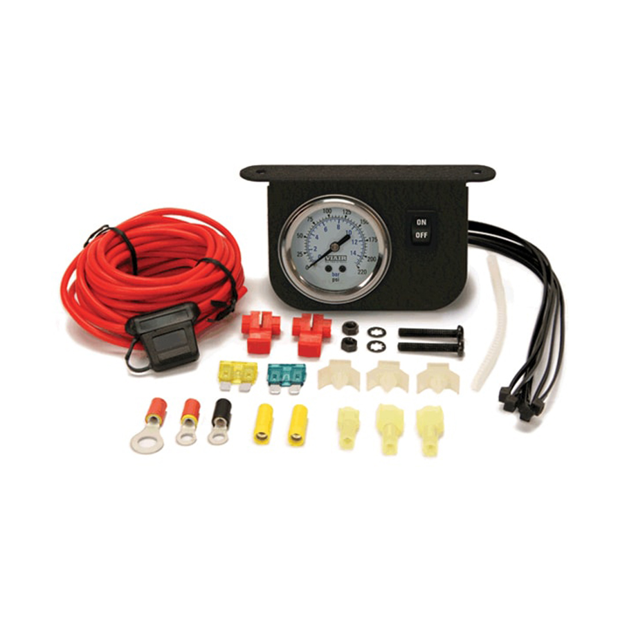 Illuminated Dash Panel Gauge Kit, White Face (200 PSI, 30 Amp) On