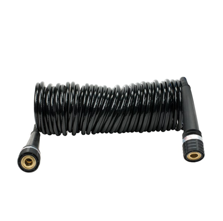 30Ft. Coil Hose, PU, Inside braided, Quick Connect Coupler on both ends