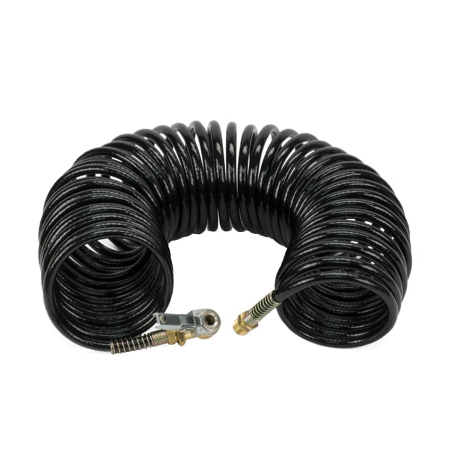 35 Ft. Black Braided Coil Hose with 1/4" M Swivel, w/Close Ended Clip-On