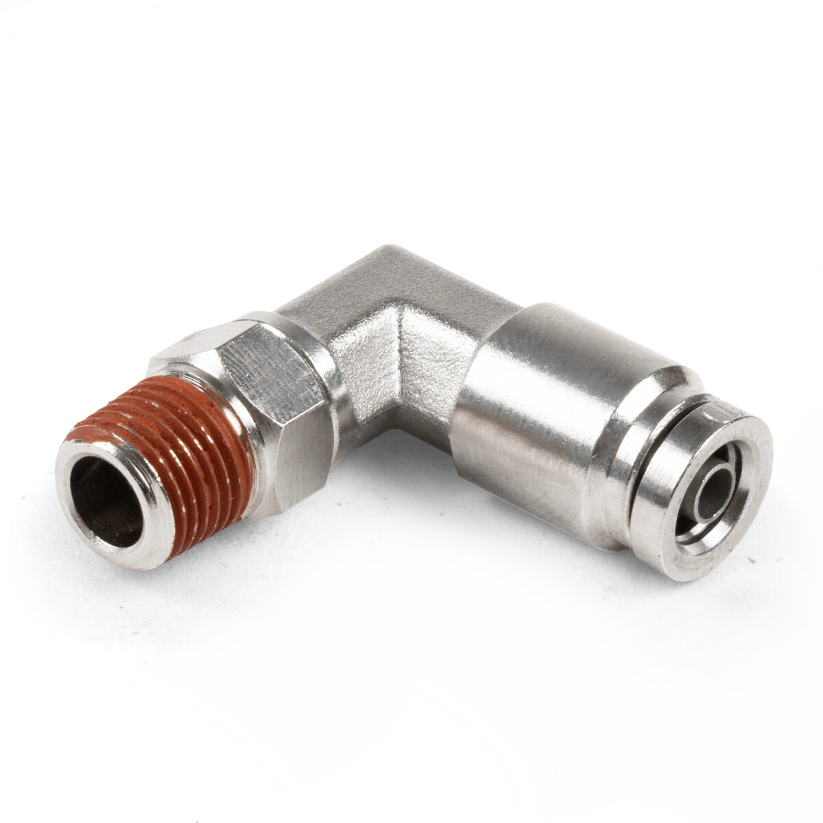 1/8" NPT(M) to 1/4" Air Line 90 Degree Swivel Elbow PTC Fitting, DOT, Each