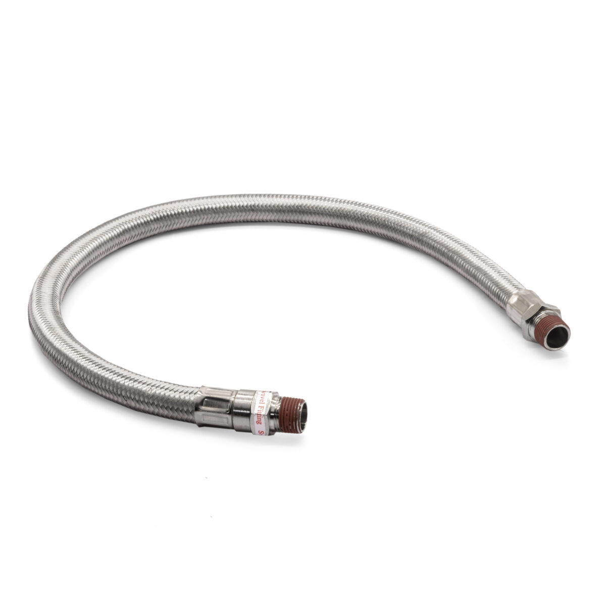 24" by 3/8" S.S. Leader Hose (3/8" M to 3/8" M, NPT, Swivel)