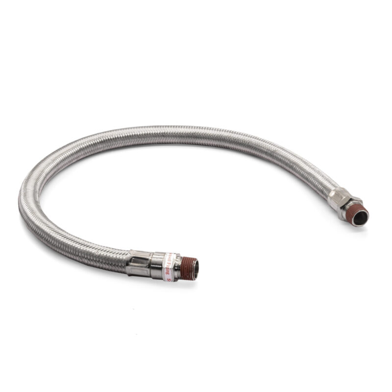 24" by 3/8" S.S. Leader Hose (3/8" M to 3/8" M, NPT, Swivel)