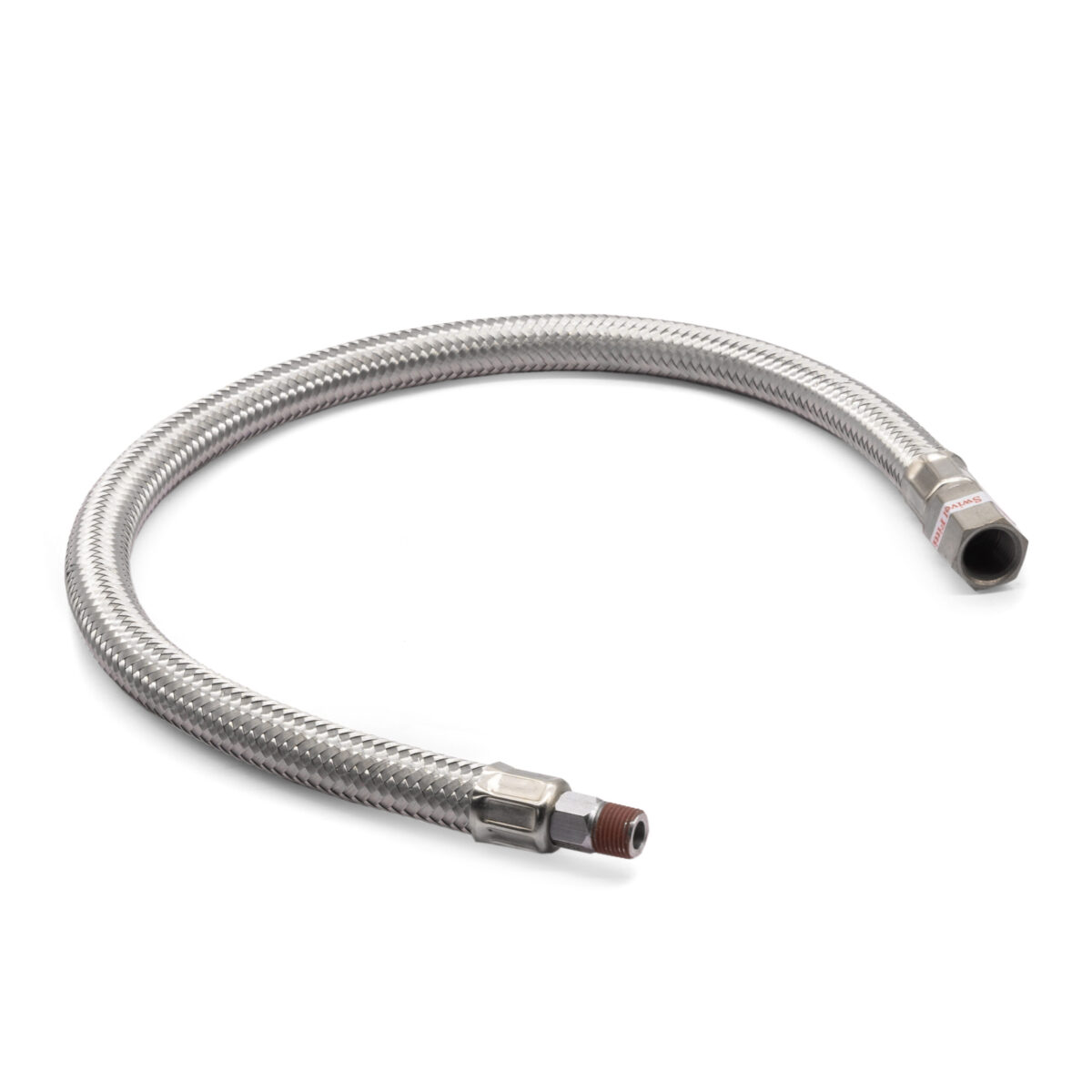 18" S.S. Braided Leader Hose (1/8" M to 1/4" F Swivel, NPT)