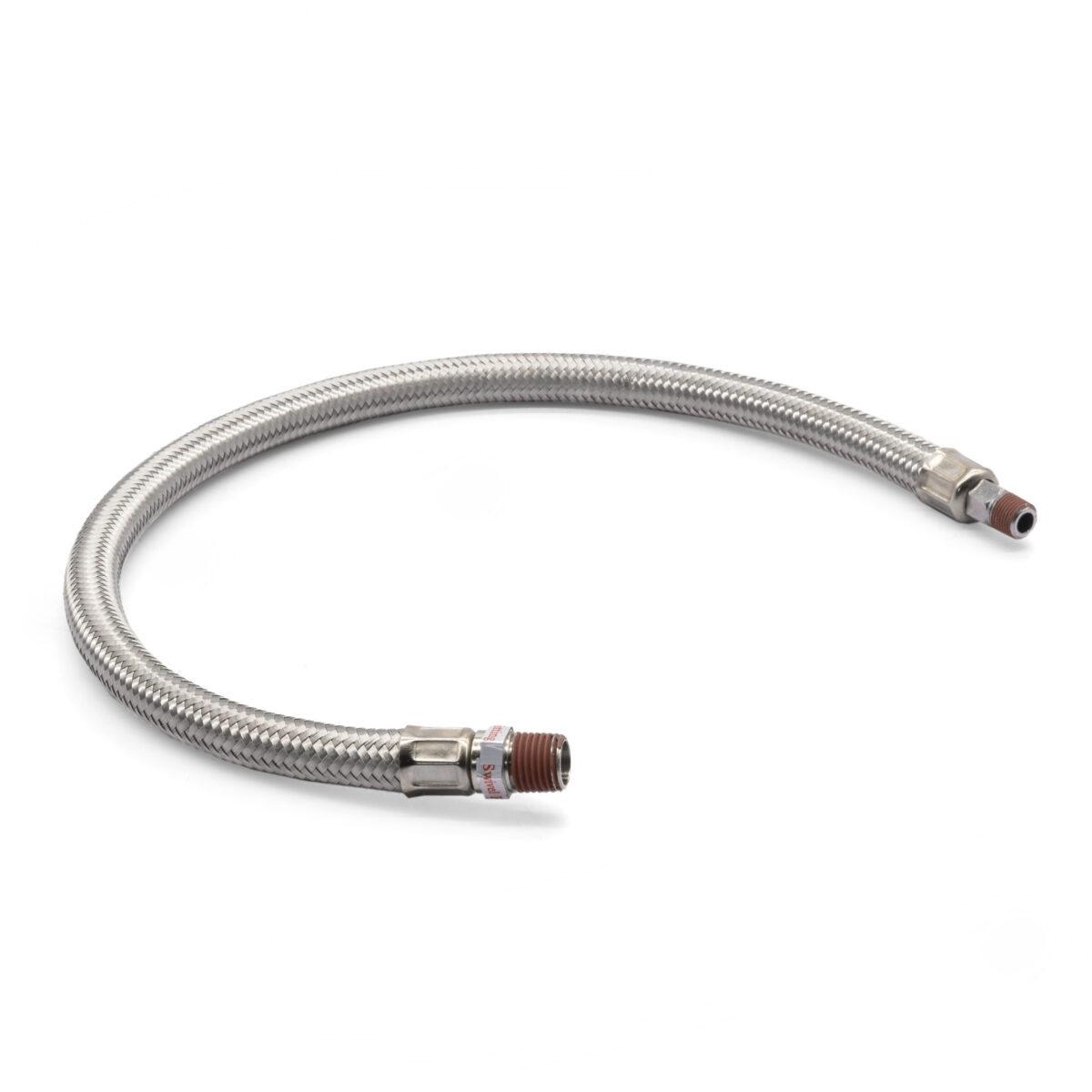 18" S.S. Braided Leader Hose (1/8" M to 1/4" M, NPT, Swivel)