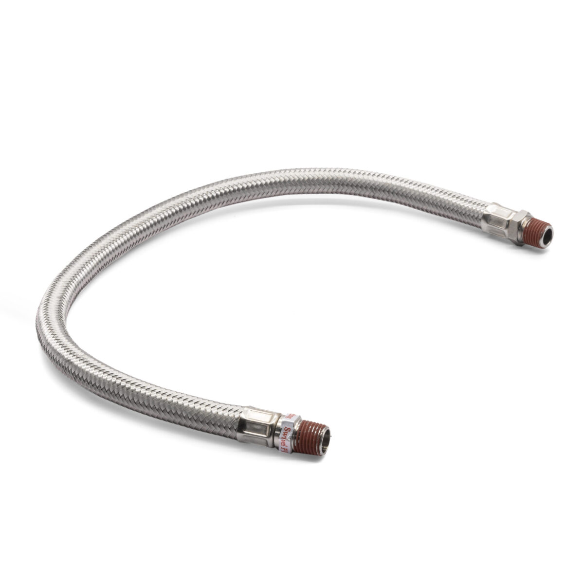 18" S.S. Braided Leader Hose (1/4" M to 1/4" M, NPT, Swivel)