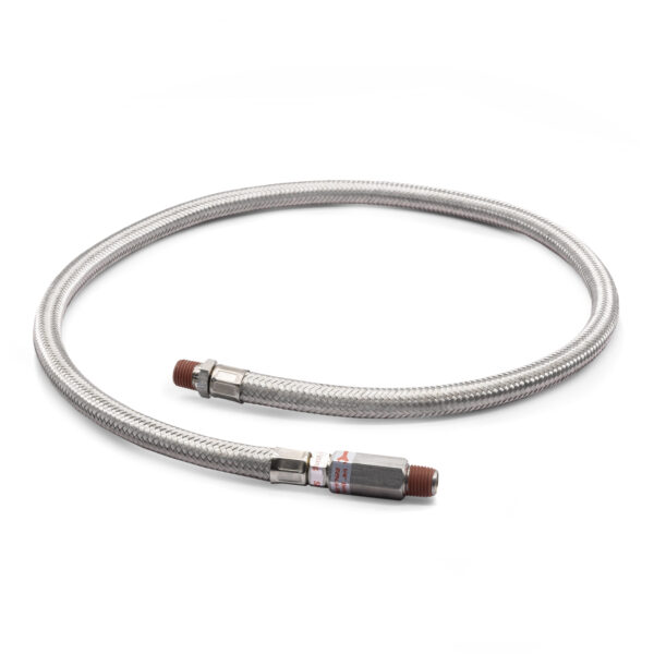 36" S.S. Braided Leader Hose w/ Check Valve (1/4" M to 1/4" M, NPT, Swivel)