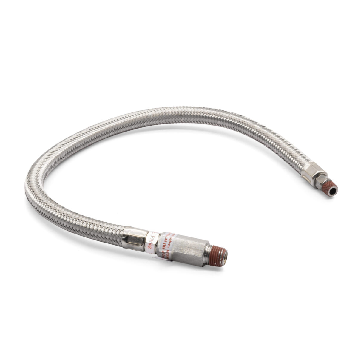 20" S.S. Braided Leader Hose w/ Check Valve (1/8"M to 1/4"M, NPT, Swivel)