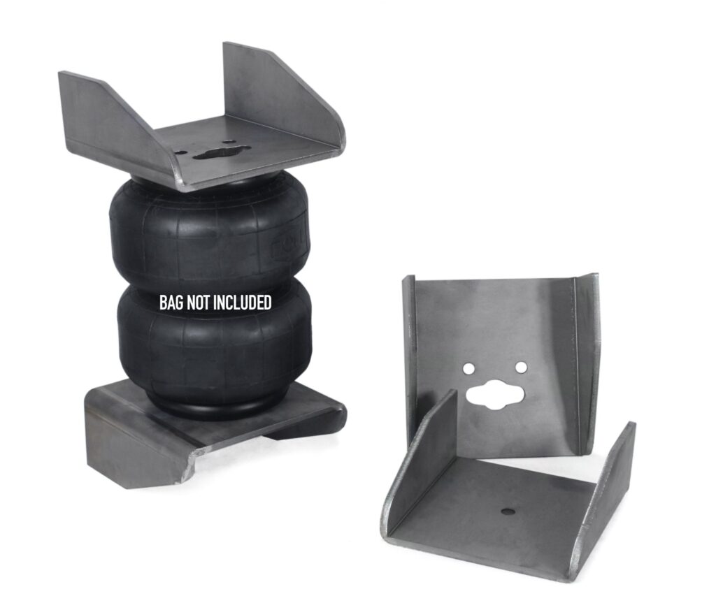 MOA B20 Dual / Twin Bellow AirBag Weld on Mounting Plates, designed for Chassis / Outrigger / Box Section Mounting, (Winged Style) Pair
